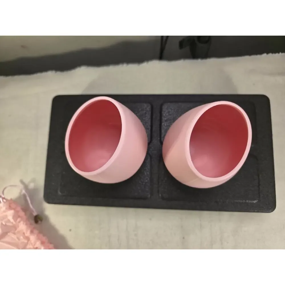 Set Of 2 Pink Odene Silicone Stemless Wine Glasses NEW Retail $20